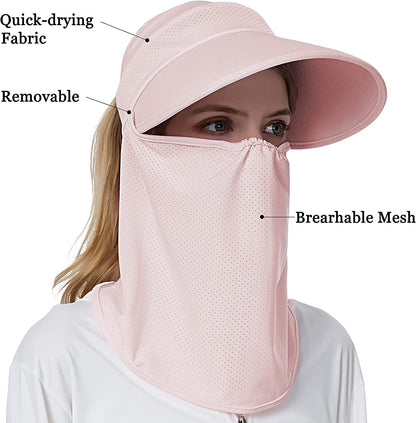 Muryobao Womens Summer Baseball Hat Outdoor Wide Brim UV Protection Foldable Ponytail Mesh Sun Visor Cap with Removable Flap Apparel & Accessories > Clothing Accessories > Hats Muryobao   