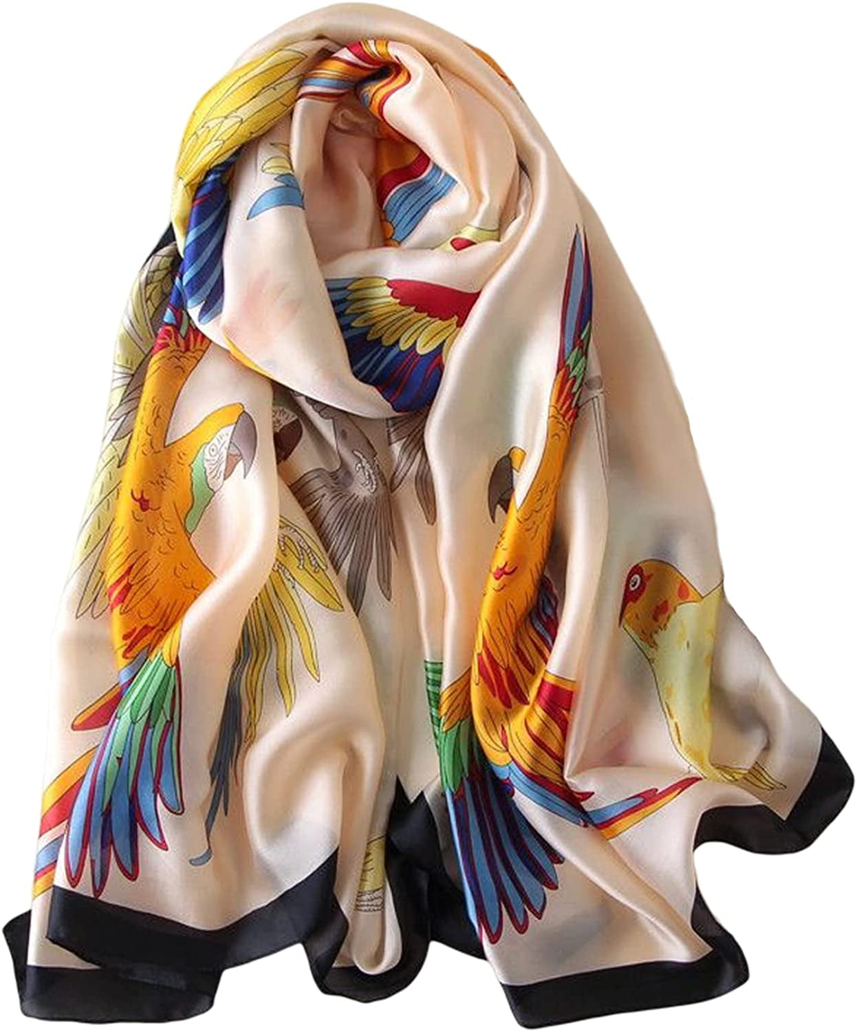Fashion Scarves 100% Silk Felling Scarf Long Lightweight Sunscreen Shawls Wrap for Women Hair Scarves Apparel & Accessories > Clothing Accessories > Scarves & Shawls Aufeel Happy Land  