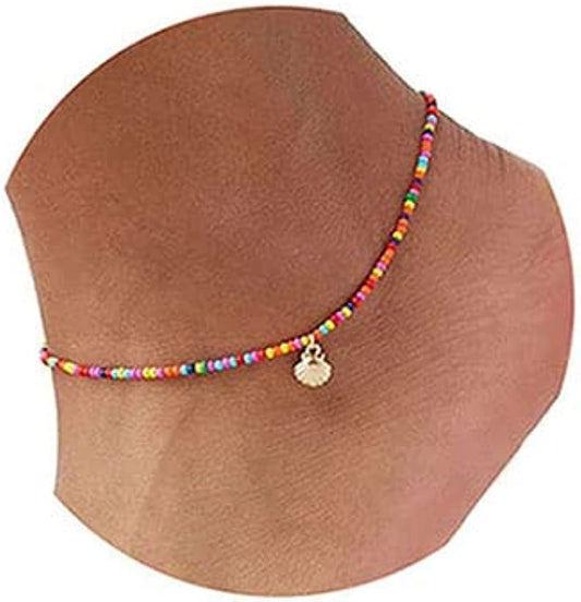 Shegirl Boho Beaded Anklet Bracelet Gold Shell Anklet Chain Colorful Beaded Foot Jewelry for Women and Girls Apparel & Accessories > Jewelry > Anklets Shegirl   