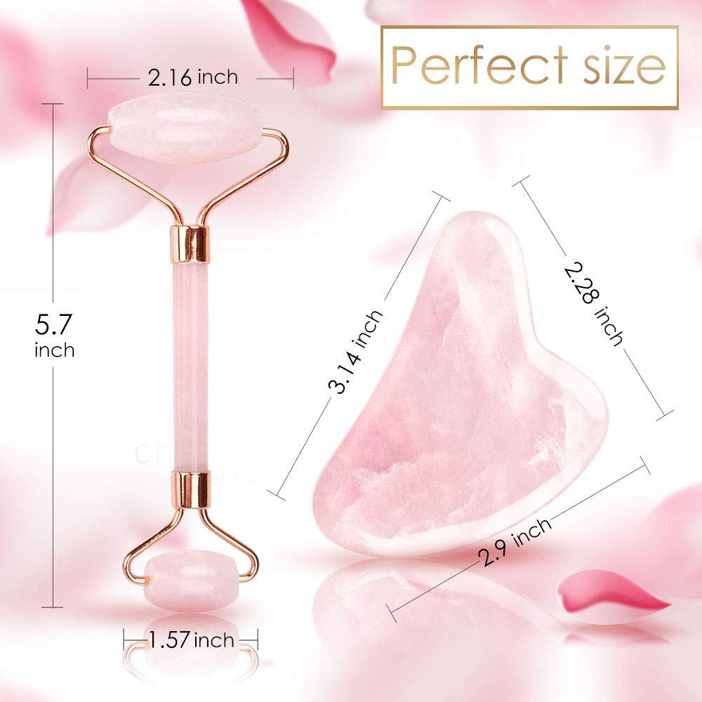 Rose Quartz Jade Roller and Gua Sha Tools Set, Mjartoria Face Roller Skin Care, Facial Roller Beauty Massager, Jade Roller for Face, Eyes, Neck, Relieve Wrinkles Fine Lines Health & Beauty > Personal Care > Cosmetics > Cosmetic Tools > Skin Care Tools MJartoria   
