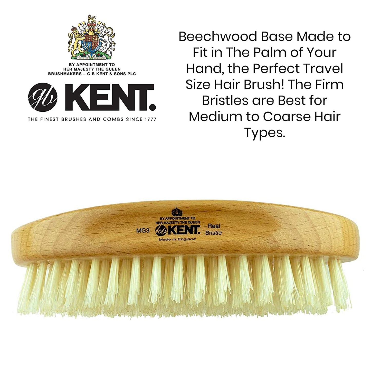 Kent MG3 Finest Men'S Hair Brush & Beard Brush for Skin Care - 100% Natural White Boar Bristle Brush for Mens Grooming, Scalp Brush, 360 Wave, and Beard Straightener for Men'S Hair Care Health & Beauty > Personal Care > Hair Care KENT   