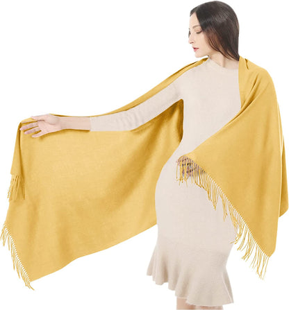 Women Shawl Wrap Scarf Pashmina Gifts Idea Wedding Christmas Birthday Large Soft Stole Apparel & Accessories > Clothing Accessories > Scarves & Shawls Gomust Yellow Champagne  