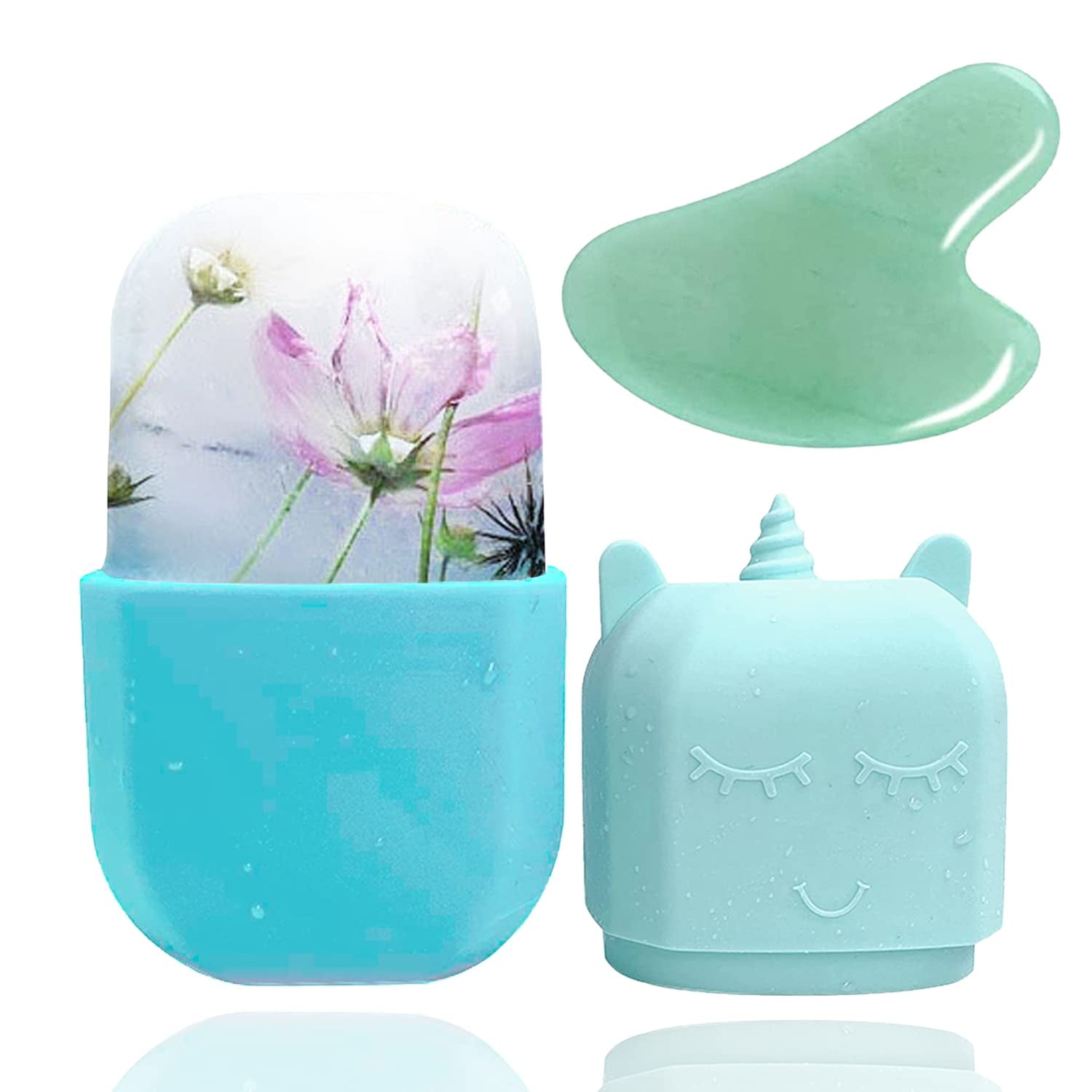Loucky Ice Roller for Face and Gua Sha Set, Ice Face Roller Mold for Skin Care, Silicone Facial Roller for Eyes, Facial Ice Roller and Gua Sha Facial Tools, Remove Puffiness, Remove Fine Lines Health & Beauty > Personal Care > Cosmetics > Cosmetic Tools > Skin Care Tools loucky Blue  