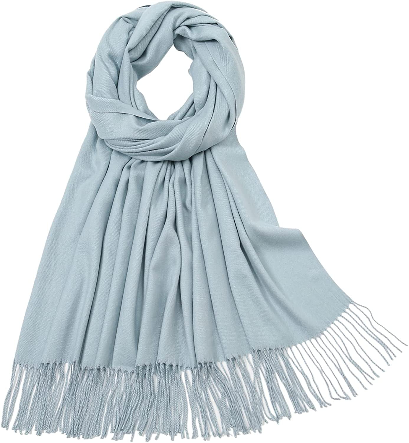 RIIQIICHY Women'S Scarf Pashmina Shawls and Wraps for Evening Dress Bridesmaid Wedding Bridal Winter Warm Long Large Scarves Apparel & Accessories > Clothing Accessories > Scarves & Shawls RIIQIICHY Dull Blue  