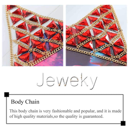 Jeweky Boho Gemstone Body Chain Red Triangle Bra Jewelry Sexy Beach Bikini Body Jewelry for Women and Girls Apparel & Accessories > Jewelry > Body Jewelry Artist Unknown   