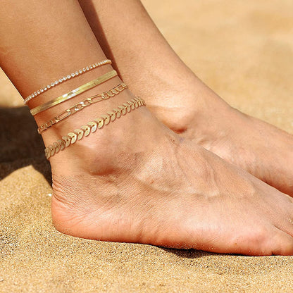 HAXIYA Ankle Bracelets for Women, 14K Gold Plated Adjust Beach Anklet, Cuban Link Chain, Beaded Anklet, Diamond Anklet, Figaro Chain, Water Proof for Summer Apparel & Accessories > Jewelry > Anklets HAXIYA   