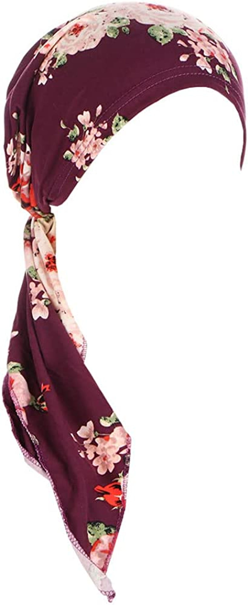 Fxhixiy Pre-Tied Bandana Turban Hat Chemo Cancer Headscarf Headwraps Headwear for Women Hair Cover Hat Apparel & Accessories > Clothing Accessories > Bandanas & Headties Fxhixiy Purple Flower  