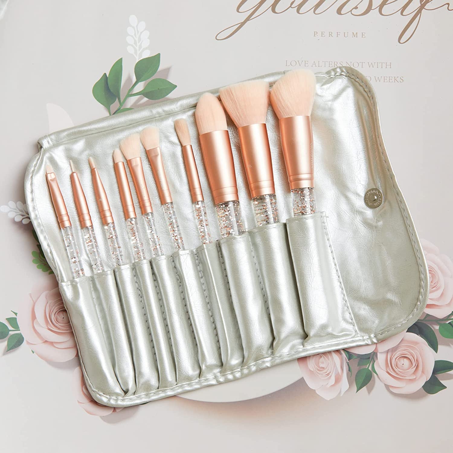 Vivid Tella Makeup Brushes 10 Pcs Crystal Transparent Handle Acrylic Cosmetic Brush Set Travel Makeup Bag Beauty Tool for Women Girls Health & Beauty > Personal Care > Cosmetics > Cosmetic Tools > Makeup Tools VIVID TELLA   