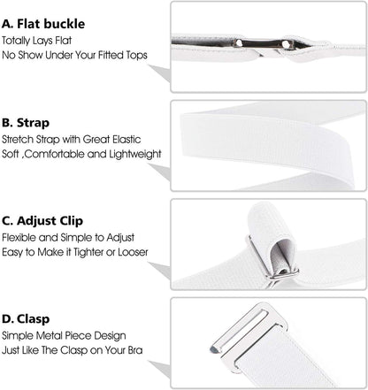 JASGOOD Women No Show Stretch Belt Invisible Elastic Web Strap Belt with Flat Buckle for Jeans Pants Dresses Apparel & Accessories > Clothing Accessories > Belts KYLIE MAX   