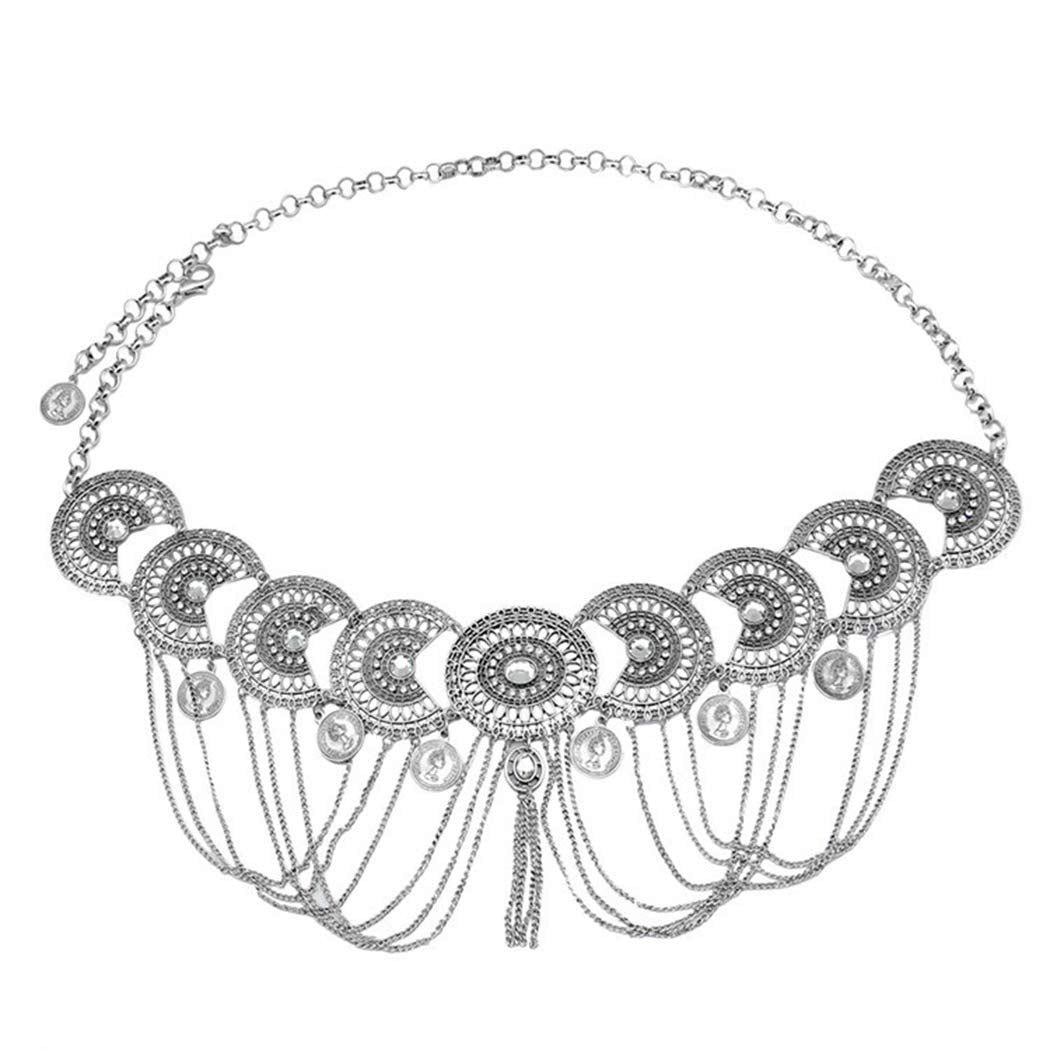 Nicute Boho Coin Belly Chain Rhinestone Waist Chains Dance Summer Body Jewelry for Women and Girls(Silver) Apparel & Accessories > Jewelry > Body Jewelry Nicute   