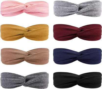 DRESHOW 8 Pack Headbands for Women Criss Cross Vintage Head Wrap Boho Headband Twisted Elastic Hair Accessories Apparel & Accessories > Clothing Accessories > Bandanas & Headties DRESHOW 8 Pack G: Daily Wear  