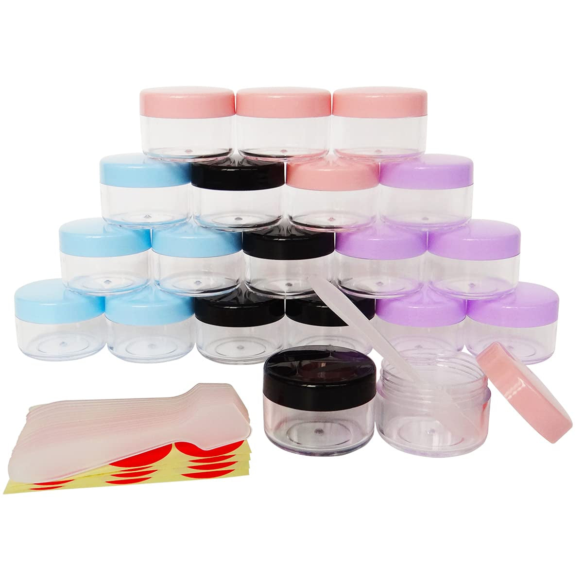 Greatforu 50Pcs Cosmetic Spatula for Face Cream Stick Plastic Frosted Tip Spoon Disposable Makeup Tool for Easy Mixing, Sampling, Waxing DIY Beauty Tools, 3.2'' X 0.6'', Clear, Pink, Purple Health & Beauty > Personal Care > Cosmetics > Cosmetic Tools > Skin Care Tools GreatforU 20pcs 15ml Multi-colored 1  