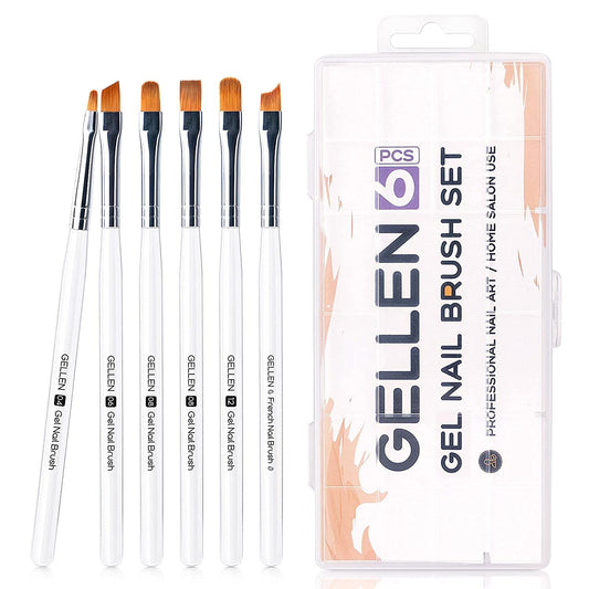 Gellen 6Pcs Gel Nail Brush Set, Nail Art Design Brushes for Color, UV Builder Gel Brush, Poly Extension Gel Brush, Nail Art Painting Tools , for Salon at Home DIY Manicure Health & Beauty > Personal Care > Cosmetics > Cosmetic Tools > Nail Tools GELLEN   