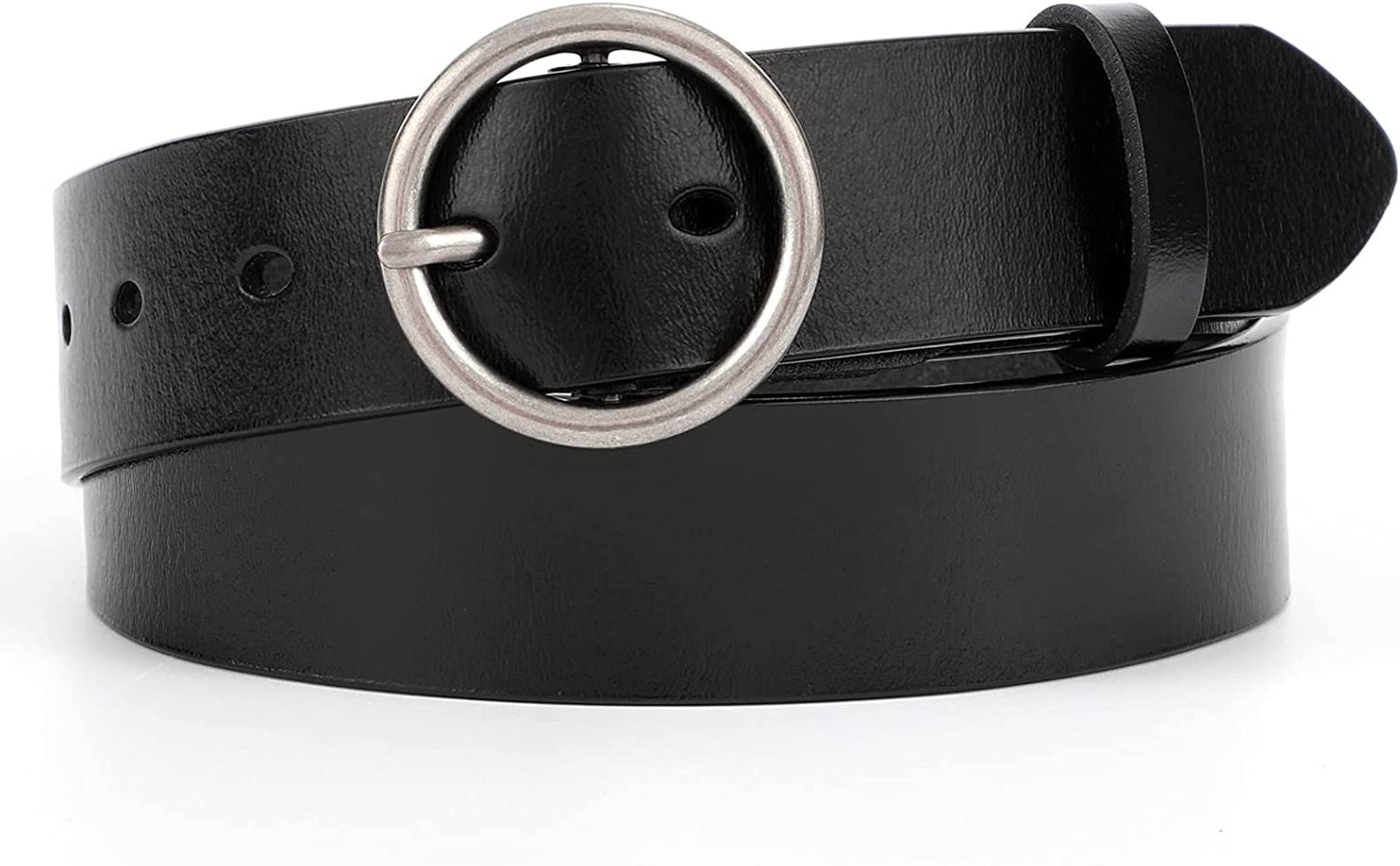 WERFORU Women Casual Dress Belt Fashion Leather Belt with O Ring Buckle for Jeans Pants Apparel & Accessories > Clothing Accessories > Belts WERFORU A-black Suit Pant Size 24"-28" 