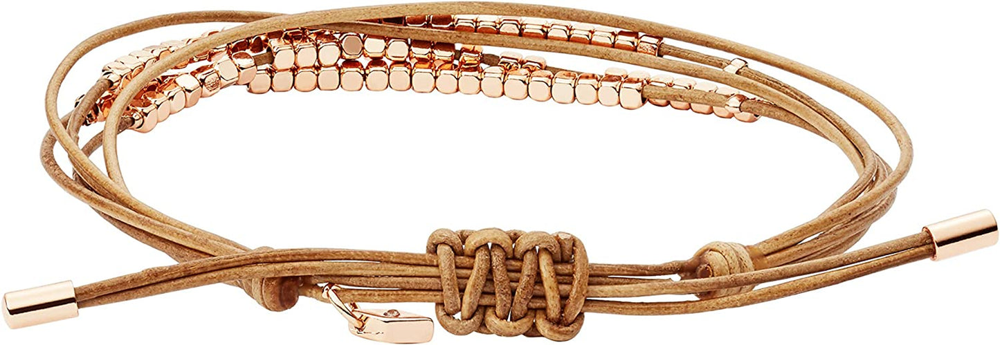 Fossil Women'S Stainless Steel and Genuine Leather Bracelet Apparel & Accessories > Jewelry > Bracelets Fossil   
