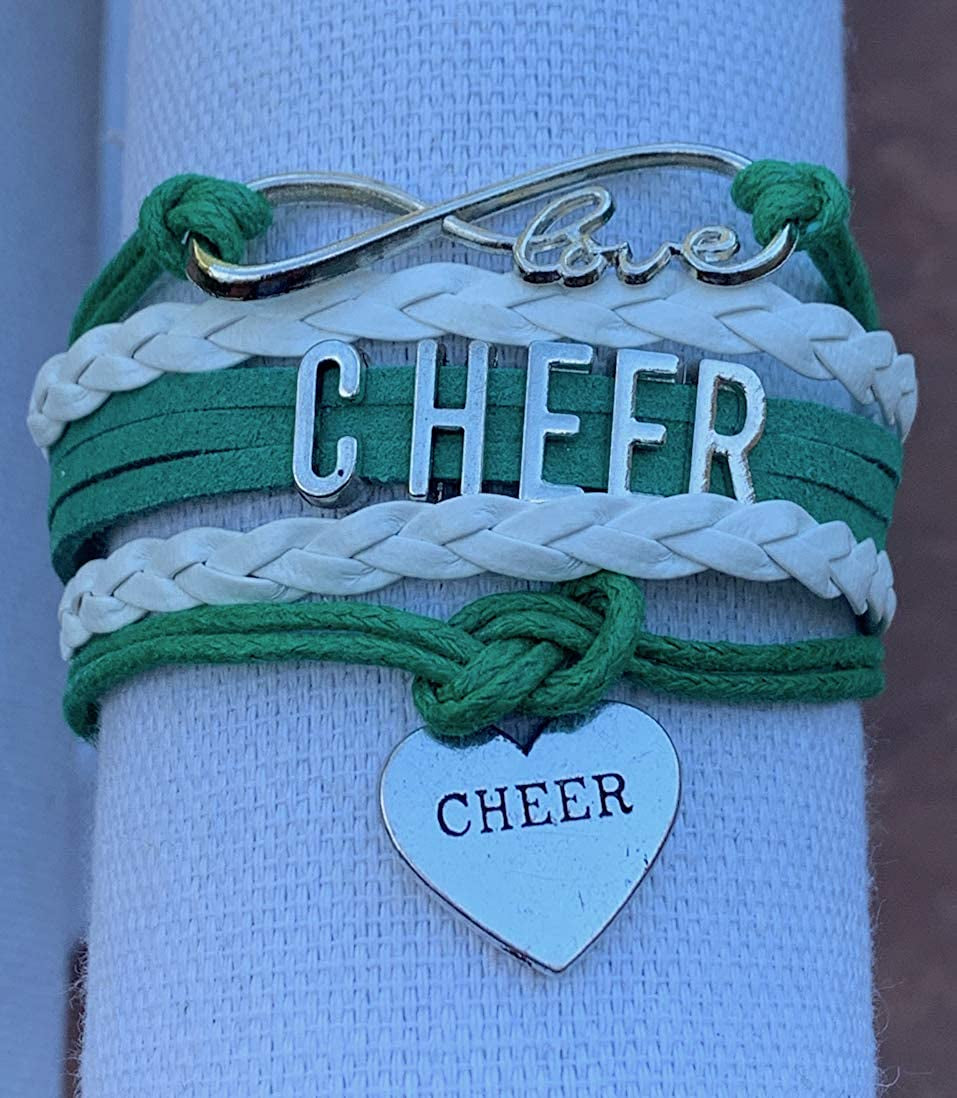 Cheer Charm Bracelet- Girls Infinity Love Adjustable Cheerleading Jewelry in Team Colors for Cheerleaders Apparel & Accessories > Jewelry > Bracelets Sportybella   