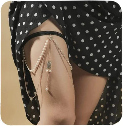 Snake Leg Chain Jewelry for Women Thigh Chain Boho Body Chain Snake Pendant Body Jewelry for Girls Apparel & Accessories > Jewelry > Body Jewelry choice of all sliver pearl  