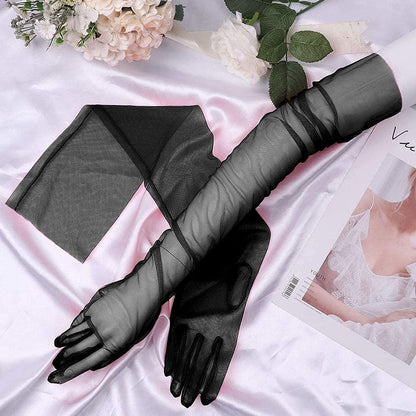 TAIKMD Women'S Tulle Evening Long Gloves Party Opera Photography Semi Sheer Wedding Bridal Glove Mittens Apparel & Accessories > Clothing Accessories > Gloves & Mittens TAIKMD   