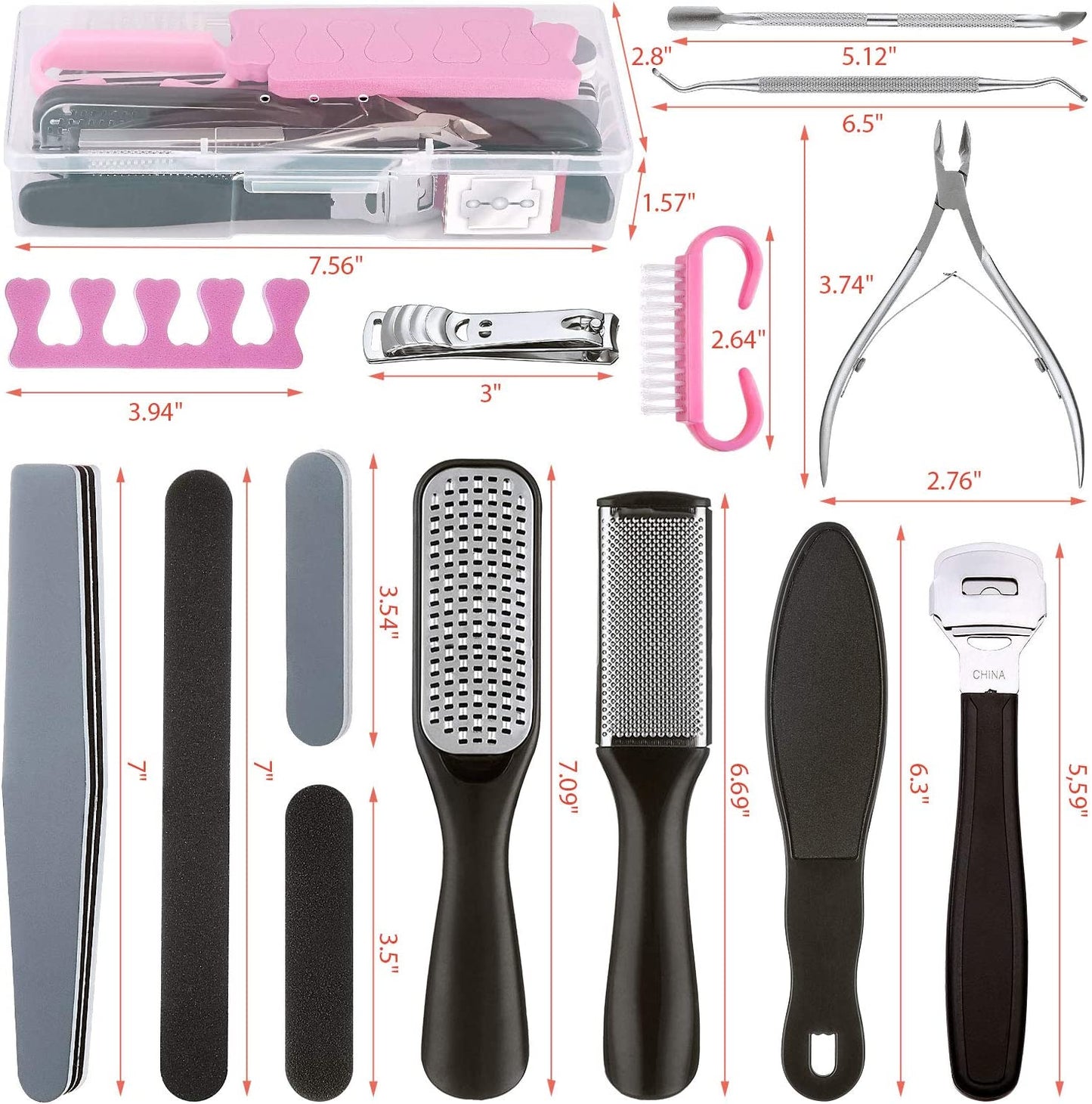 Professional Pedicure Kit 20 in 1, UOWGA Stainless Steel Foot Rasp Foot Peel and Callus Clean Feet Dead Skin Tool Set Nail Clipper Included - Self Care Gifts for Women Health & Beauty > Personal Care > Foot Care UOWGA   