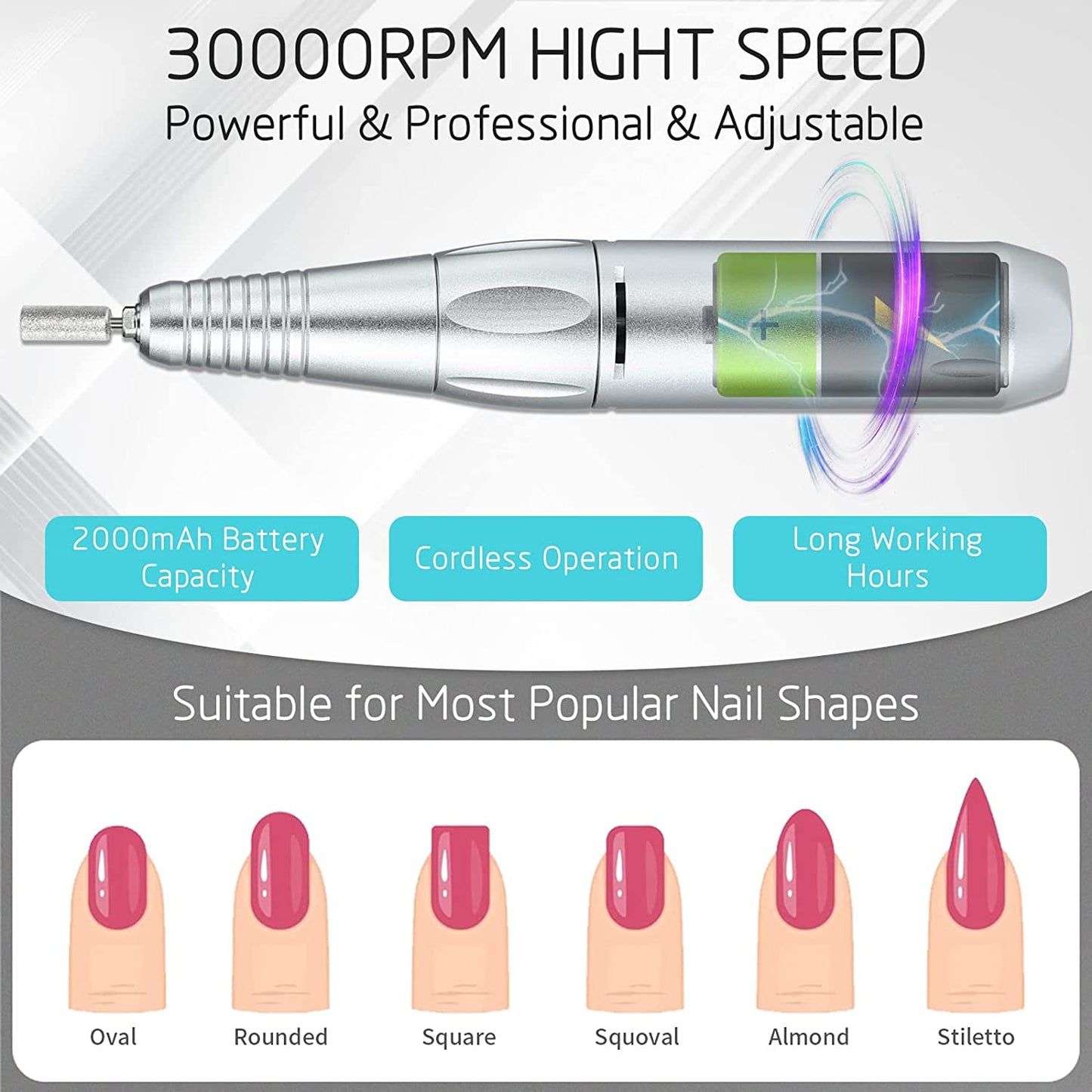 Professional Nail Drills Set for Acrylic Nails, 30000Rpm Electric Nail Drill Machine, Portable Nail Efile Drill Machine Manicure Pedicure Tools for Beginners and Salon Use (Gold) Health & Beauty > Personal Care > Cosmetics > Cosmetic Tools > Nail Tools HUGMAPLE   