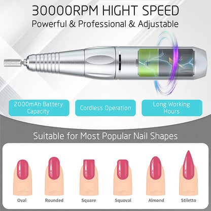 Professional Nail Drills Set for Acrylic Nails, 30000Rpm Electric Nail Drill Machine, Portable Nail Efile Drill Machine Manicure Pedicure Tools for Beginners and Salon Use (Gold) Health & Beauty > Personal Care > Cosmetics > Cosmetic Tools > Nail Tools HUGMAPLE   