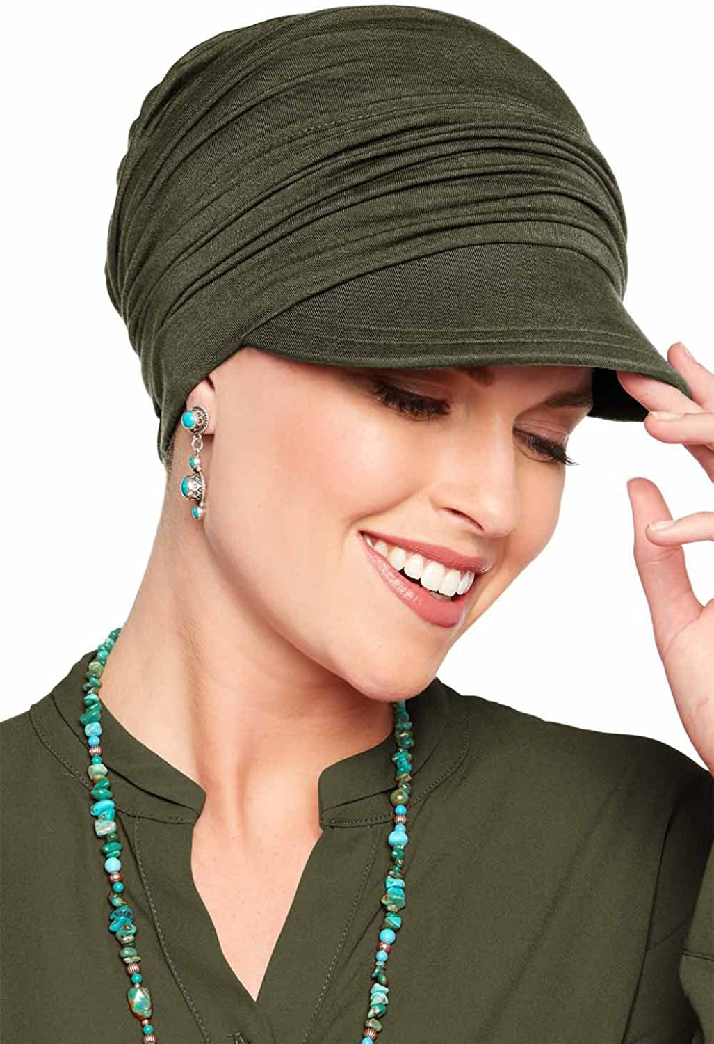 Cardani Slouchy Newsboy Hat - Viscose from Bamboo Slouch Caps for Women Apparel & Accessories > Clothing Accessories > Headwear Cardani Luxury Bamboo - Olive Neutral One Size 