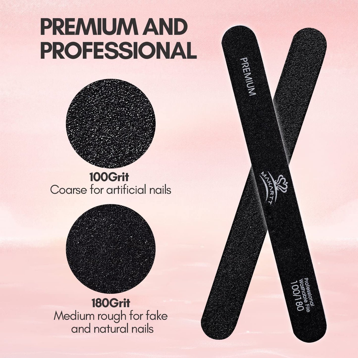 Makartt Nail File 100 180 Grit Emery Boards for Nails 10Pcs Nail Files Professional Washable Doubled Sides Nail File Kit for Manicure Pedicure Natural Acrylic Nails Coarse Nail File for DIY Salon Use Health & Beauty > Personal Care > Cosmetics > Cosmetic Tools > Nail Tools Makartt   