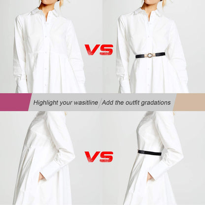 Women Skinny Belt for Dresses Retro Stretch Ladies Waist Belt plus Size Set of 4 Apparel & Accessories > Clothing Accessories > Belts WERFORU   