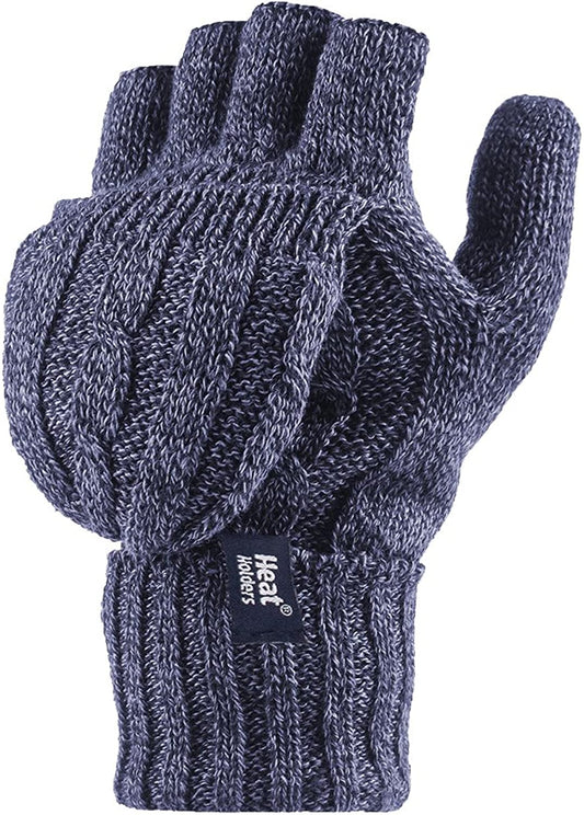 Heat Holders - Women'S Thermal Converter Fingerless Cable Knit 2.3 Tog Gloves - One Size Apparel & Accessories > Clothing Accessories > Gloves & Mittens HEAT HOLDERS Blue  
