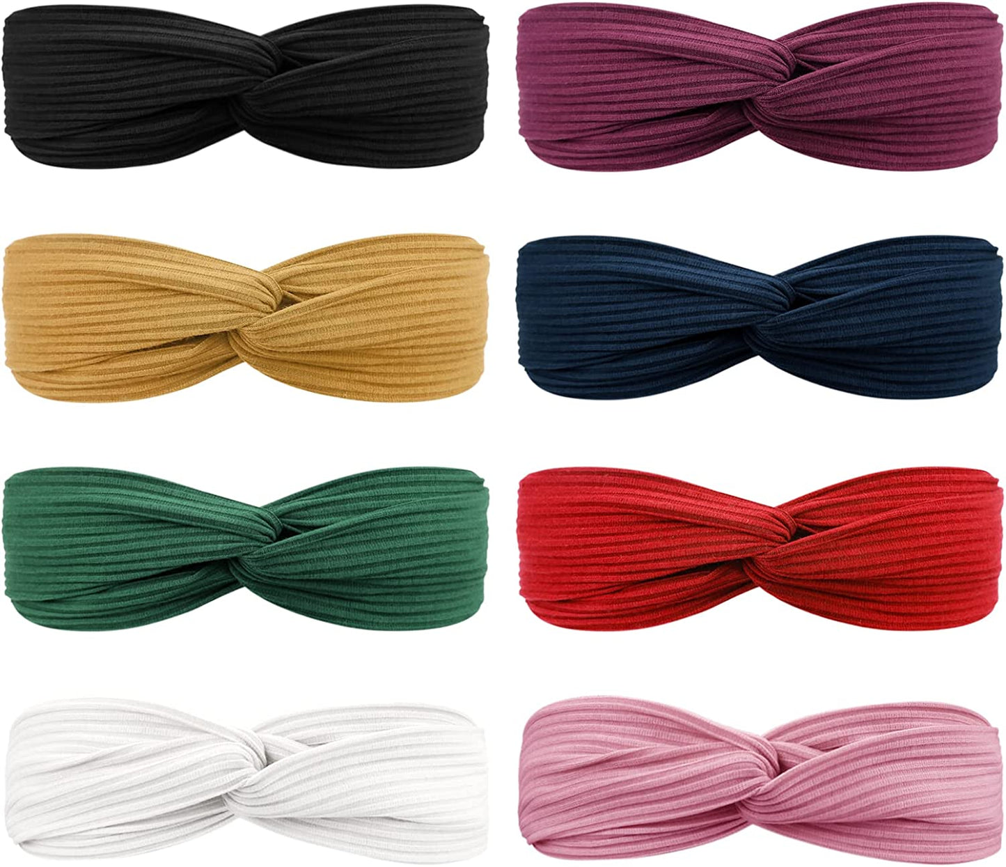 DRESHOW 8 Pack Headbands for Women Criss Cross Vintage Head Wrap Boho Headband Twisted Elastic Hair Accessories Apparel & Accessories > Clothing Accessories > Bandanas & Headties DRESHOW 8 Pack J: Memphis color system  