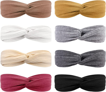 DRESHOW 8 Pack Headbands for Women Criss Cross Vintage Head Wrap Boho Headband Twisted Elastic Hair Accessories Apparel & Accessories > Clothing Accessories > Bandanas & Headties DRESHOW 8 Pack: Late Autumn series  