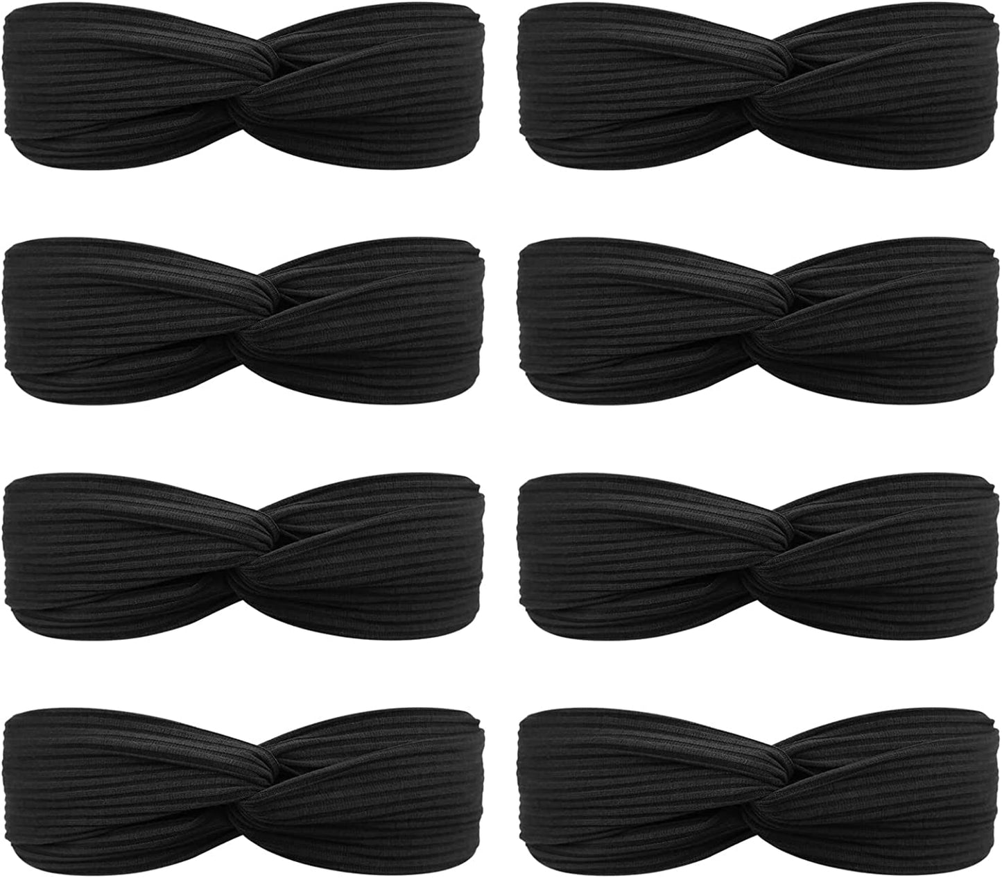 DRESHOW 8 Pack Headbands for Women Criss Cross Vintage Head Wrap Boho Headband Twisted Elastic Hair Accessories Apparel & Accessories > Clothing Accessories > Bandanas & Headties DRESHOW 8 Pack E: Plain Black  