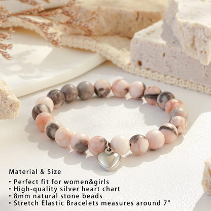 HGDEER Natural Stone Sister Bracelet, Sister Meaningful Gifts for Women Girls with Gift Message Card Apparel & Accessories > Jewelry > Bracelets HGDEER   