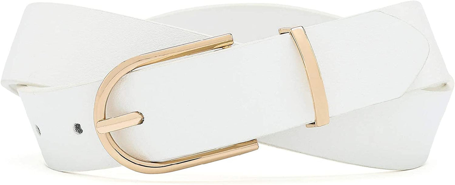 Earnda Women'S Faux Leather Chic Belt for Ladies Jeans Apparel & Accessories > Clothing Accessories > Belts Earnda White X-Small: fits waist from 23"-25" 
