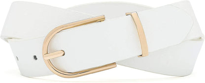 Earnda Women'S Faux Leather Chic Belt for Ladies Jeans Apparel & Accessories > Clothing Accessories > Belts Earnda White X-Small: fits waist from 23"-25" 