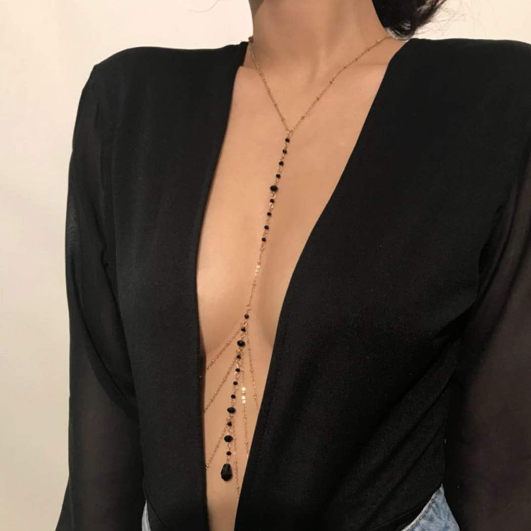 Cosydays Sexy Belly Chain Gold Rhinestone Harness Body Chain Beach Bikini Chains Waist Nightclub Body Chain Jewelry for Women and Girls (A-Rhinestone) Apparel & Accessories > Jewelry > Body Jewelry COSYDAYS   