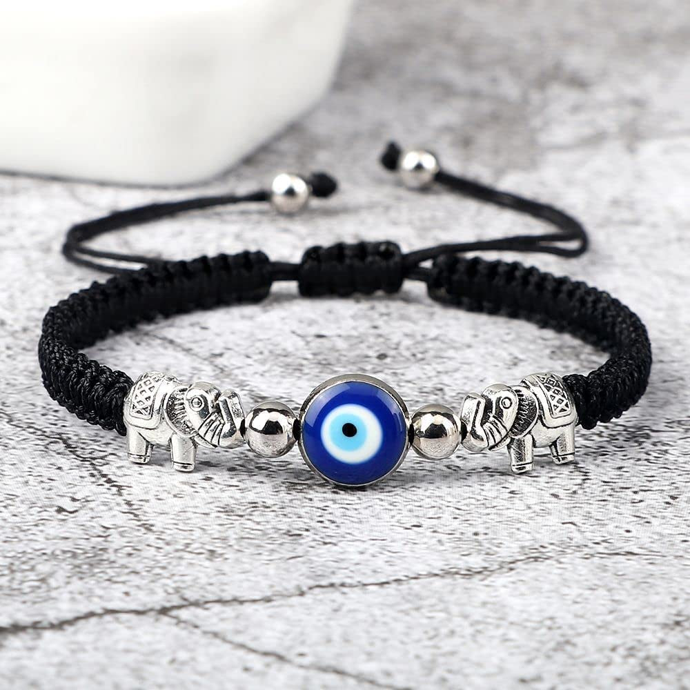 Evil Eye Pendant Bracelet Anklet,Red Blue Black Line Hand Turtle Elephant Pendant Adjustable Braided Bracelet Anklet for Women Men(Flower,Black) Apparel & Accessories > Jewelry > Bracelets Generic   