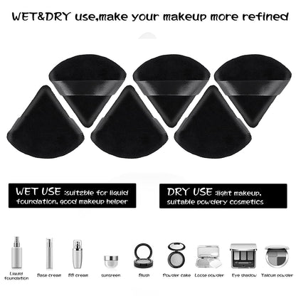 Sibba 12Pcs Powder Puff Triangle Shape Face Makeup Puff for Loose Powder Foundation Soft Cosmetic Sponge Wet and Dry Powder Puff Pads Large Body Cotton Powder Cushion Puffs (Black) Health & Beauty > Personal Care > Cosmetics > Cosmetic Tools > Makeup Tools Sibba   