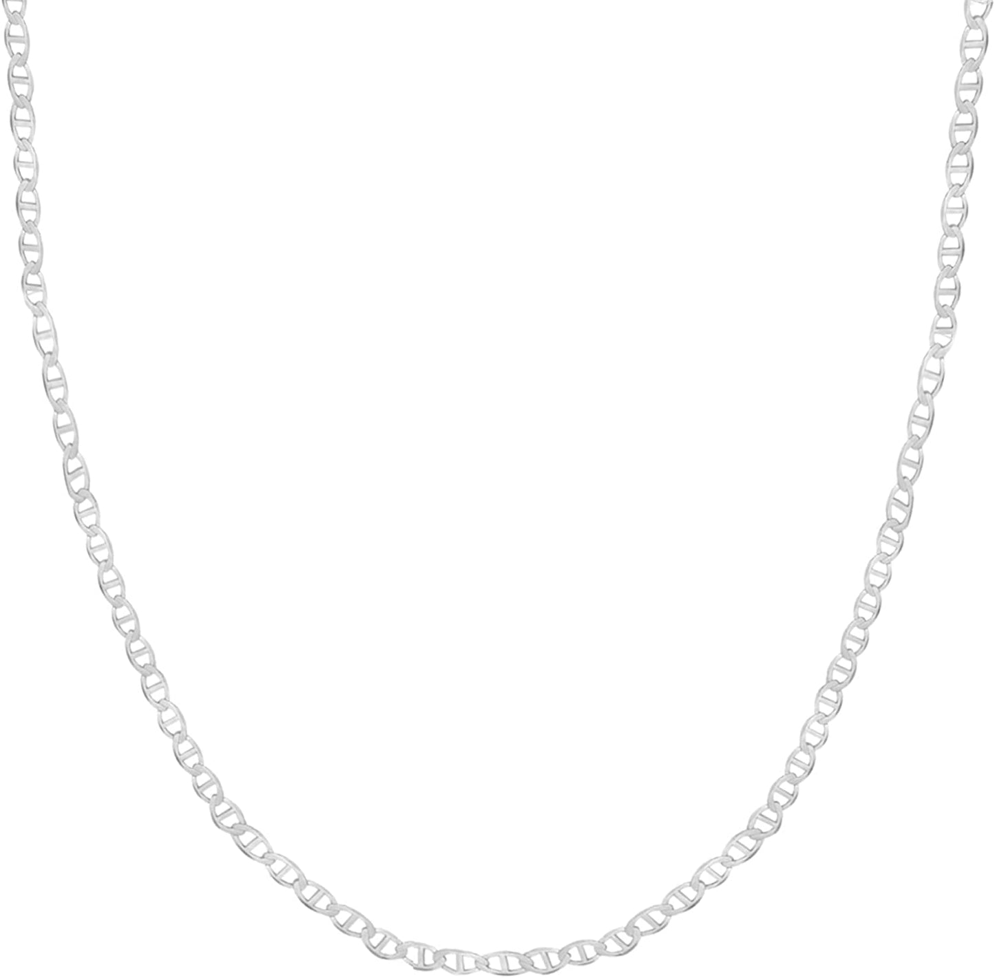 Ritastephens Italian Sterling Silver Mariner Link Chain Anklet, Bracelet, or Necklace (1.8Mm, 2.7Mm) Apparel & Accessories > Jewelry > Anklets Ritastephens Regular Necklace 24.0 Inches 