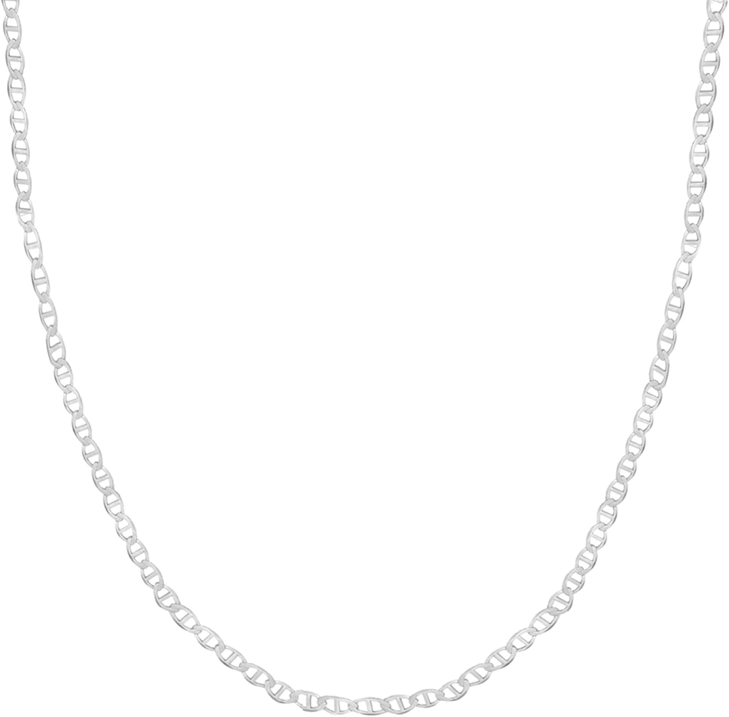 Ritastephens Italian Sterling Silver Mariner Link Chain Anklet, Bracelet, or Necklace (1.8Mm, 2.7Mm) Apparel & Accessories > Jewelry > Anklets Ritastephens Regular Necklace 24.0 Inches 