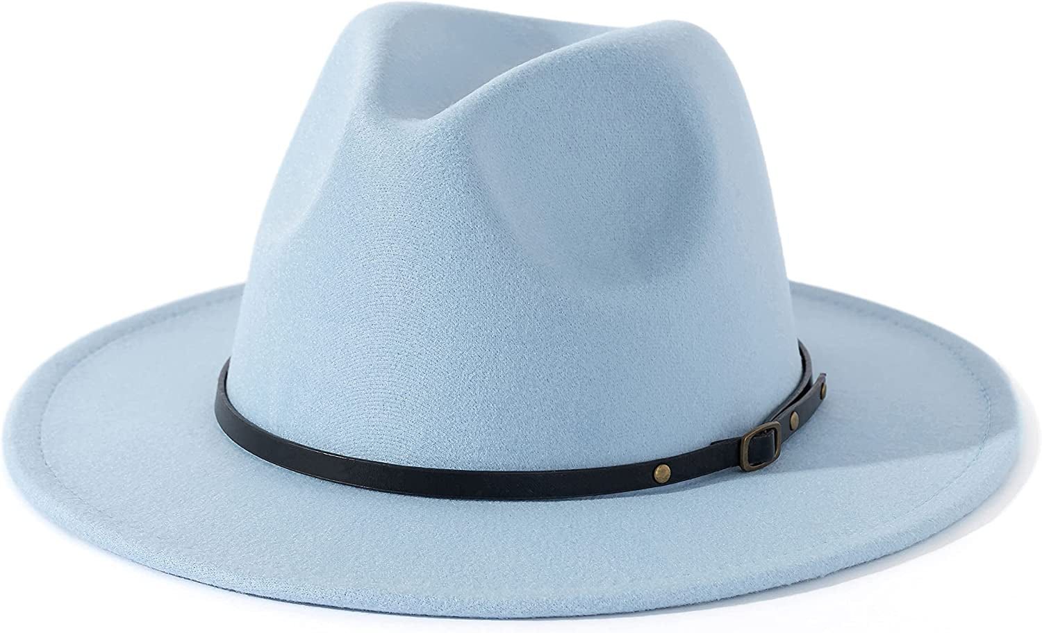 Lisianthus Women Belt Buckle Fedora Hat Apparel & Accessories > Clothing Accessories > Hats Lisianthus Light Sky Blue  
