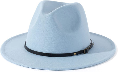 Lisianthus Women Belt Buckle Fedora Hat Apparel & Accessories > Clothing Accessories > Hats Lisianthus Light Sky Blue  