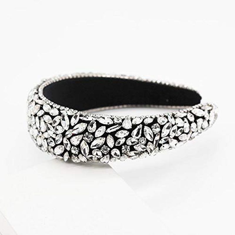 QTMY Wide Headbands Fashion Women Baroque Crystal Gemstone Hair Accessories Head Band Fashion Headwear Hairbands for Women Apparel & Accessories > Clothing Accessories > Headwear QTMY   