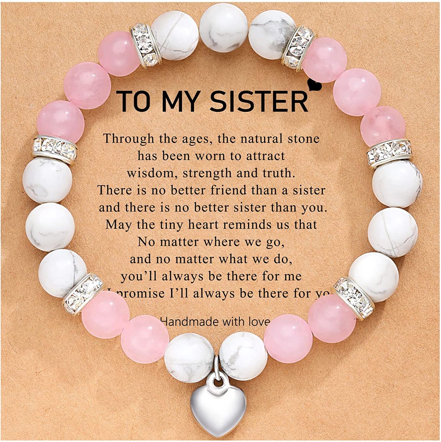 UNGENT THEM Sister/Sister in Law/Unbiological Sister/Big Sister/Best Friend/Friendship Bracelets for Women Birthday Christmas Valentine'S Day Gifts Apparel & Accessories > Jewelry > Bracelets UNGENT THEM Sister-Pink&White  