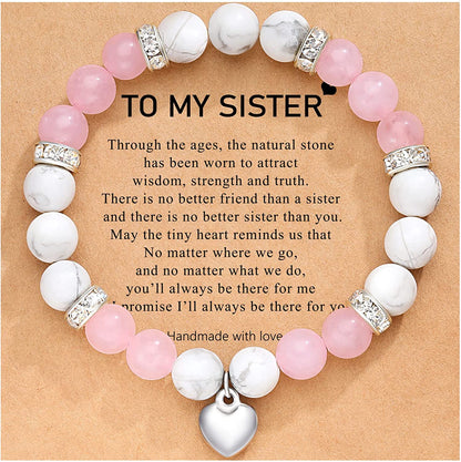 UNGENT THEM Sister/Sister in Law/Unbiological Sister/Big Sister/Best Friend/Friendship Bracelets for Women Birthday Christmas Valentine'S Day Gifts Apparel & Accessories > Jewelry > Bracelets UNGENT THEM Sister-Pink&White  