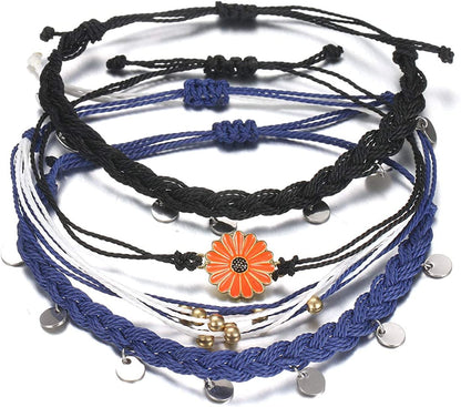 HUASAI Vsco String Bracelets for Teen Girls Women Waterproof Boho Rope Bracelets Wave Surfer Bracelets Summer Beach Anklets Apparel & Accessories > Jewelry > Anklets HUASAI Fresh Style Girls Bracelets Anklets  