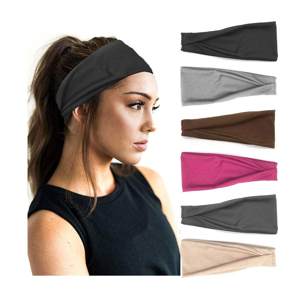 PLOVZ 6 Pack Women'S Yoga Running Headbands Sports Workout Hair Bands (Set 10) Apparel & Accessories > Clothing Accessories > Bandanas & Headties PLOVZ Set 6  
