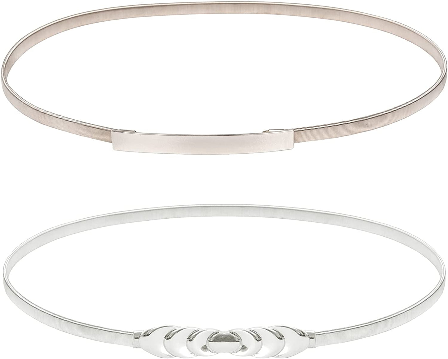 GRACE KARIN Women Skinny Metal Cinch Belt Gold Waistband Elastic Waist Belt CL633 Apparel & Accessories > Clothing Accessories > Belts GRACE KARIN 2 Pieces(style-5) Small 