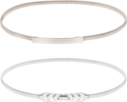GRACE KARIN Women Skinny Metal Cinch Belt Gold Waistband Elastic Waist Belt CL633 Apparel & Accessories > Clothing Accessories > Belts GRACE KARIN 2 Pieces(style-5) Small 