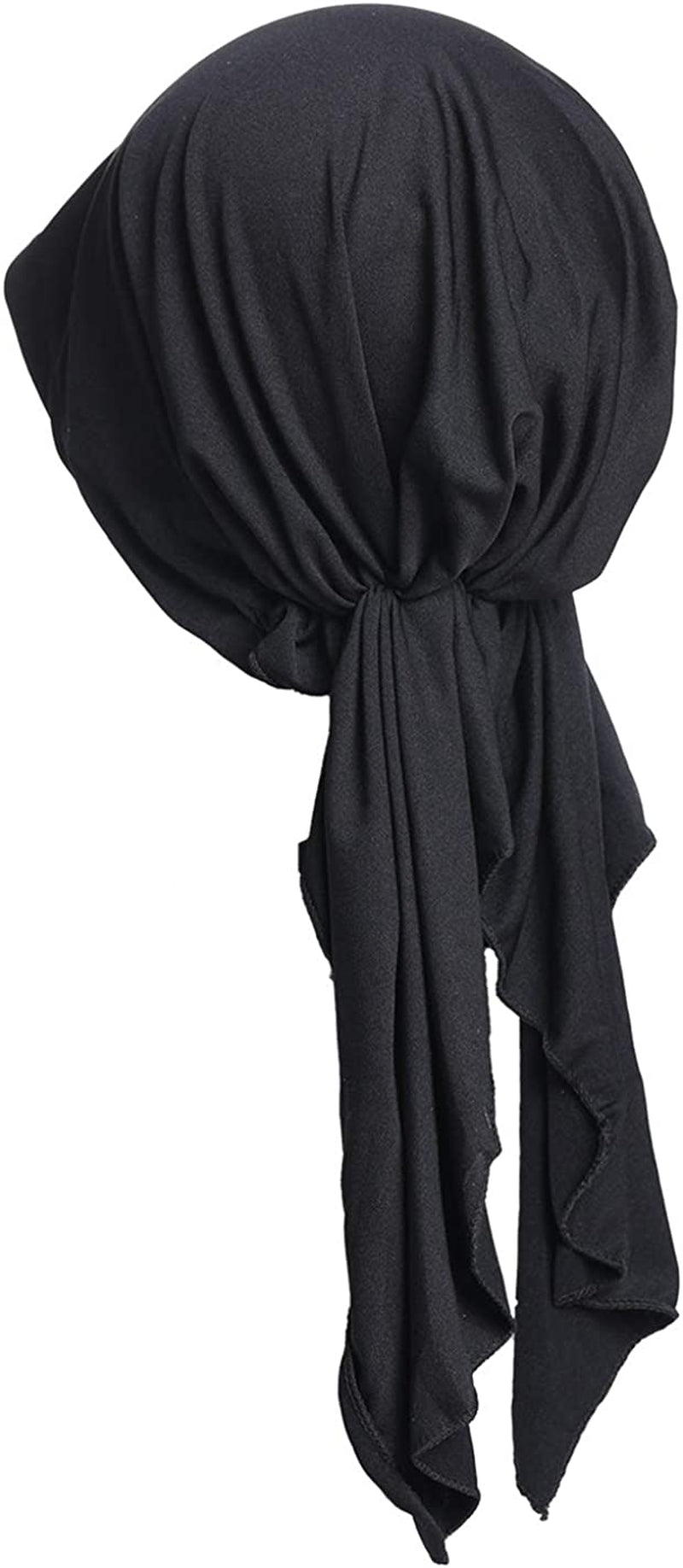 Pre Tied Head Covers Sets Chemo Beanies for Women Slip on Lightweight Chemo Bandana Turban Apparel & Accessories > Clothing Accessories > Headwear JarseHera Soild Sild, Black 1 Pair One Size 